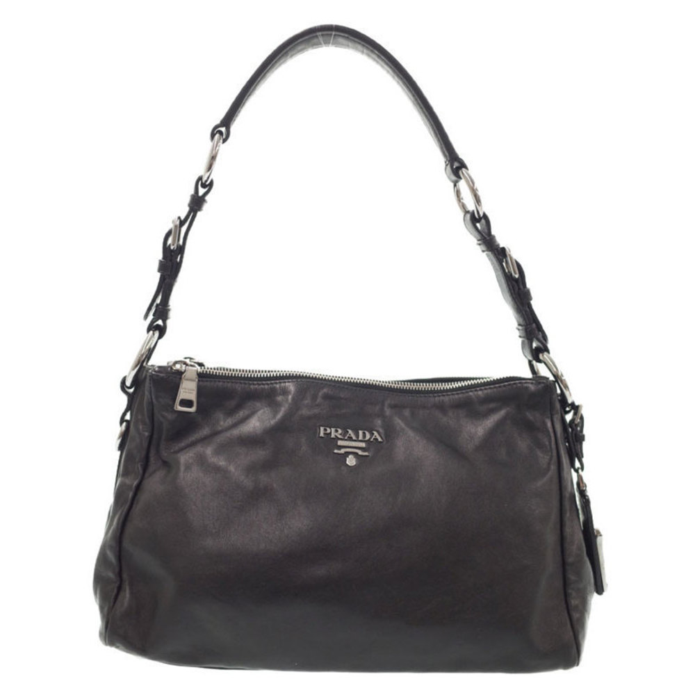 Prada Leather Semi-Shoulder Bag Black - Picture 1 of 9